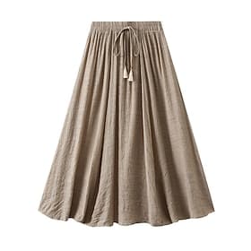 Women's Fashion Casual Midi High Waist Skirts Solid Colored Drawstring Casual Daily Weekend Blue Black Pink Khaki Summer