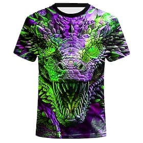 Men's Animal Dragon T Shirt Short Sleeve T shirt 3D Print Crew Neck Shirt Designer Casual Subculture Sports Outdoor Daily Holiday Yellow Blue Orange Spring  Su