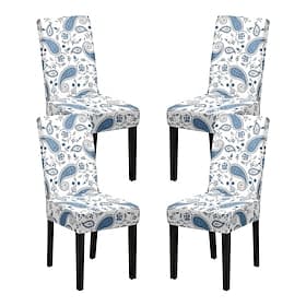 Stretch Spandex Dining Chair Cover 4 Pcs Set, Floral Pattern Stretch High Back Dining Chair Cover  Slipcover with Elastic Band for Dining Room,Wedding, Ceremon