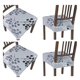 4 Pcs Stretch Seat Covers for Dining Room Chair Cushion Cover Floral Printed, Removable Washable Dining Chair Covers Anti-Dust Dining Room Chair Covers Seat Cu