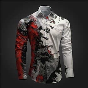 Men's Optical Illusion Button Up Shirt Printed Shirts Long Sleeve Subcultural Vacation Party Street Spring Summer Turndown Print Button-Down Red Blue Purple G