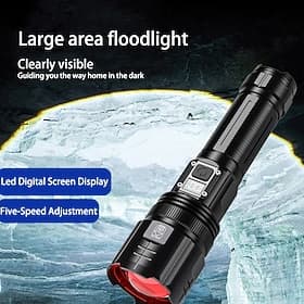 30W Retractable Rechargeable Long-range Bright Flashlight M80 Digital Screen Display High-power Wick Outdoor Work Light