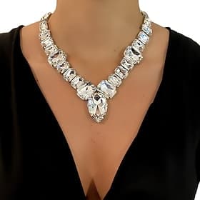 Pendant Necklace Rhinestones Women's Fashion Luxury Transparent Wedding Drops Necklace For Wedding Party