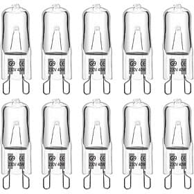 Ampoule halogène g9 40w 220v, 2 broches, blanc chaud 3000k, angle de faisceau 360, pour four micro-ondes, lampe en cristal, ventilateur de plafond, 10 pièces