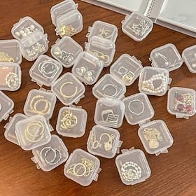 20/50pcs Mini Plastic Storage Box Square Transparent Portable Container Jewelry Holder Earrings Packaging Display Case Medicine Bin Jewlery Garbage Can Storage