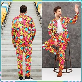Retro Vintage 1980s Outfits Sportswear Tracksuit Disco Fancy Dress Men's Women's Masquerade Daily Wear Going out Pride Parade Adults Top Pants
