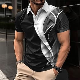 Hombre Geométrico Camisetas polo Camiseta de golf Manga Corta Camisas de polo Camisas con cuello Informal de negocios Ropa de vacaciones Ropa formal Ropa de fe