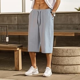 Men's Summer Shorts Pocket Solid Colored Outdoor Sports Short Vacation Casual Casual ArmyGreen Black Low Waist Micro-elastic