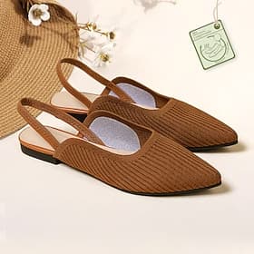 Damen Sandalen Flache Schuhe Übergrössen Flyknit Schuhe Outdoor Arbeit Täglich Gestreift Flacher Absatz Spitze Zehe Klassisch Brautkleider schlicht Komfort Wan