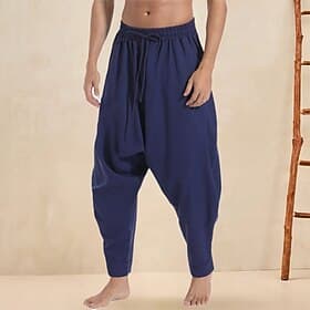 Men's Trousers Summer Pants Jogger Pants Baggy Harem Pants Boho Pants Drawstring Elastic Waist Print Plain Comfort Breathable Casual Daily Streetwear Sports Fa