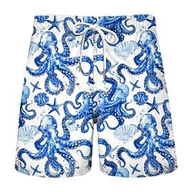 Men's Octopus Marine Life Swimming Trunks Board Shorts Swim Shorts Mid Waist Vacation Hawaiian Holiday Vacation Holiday Beach Drawstring with Mesh lining Elast