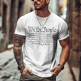 Men's Graphic T-Shirt We the People US Constitution American Patriotism Short Sleeve