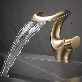 Bathroom Sink Faucet - Waterfall Electroplated Mount Outside Single Handle One HoleBath Taps