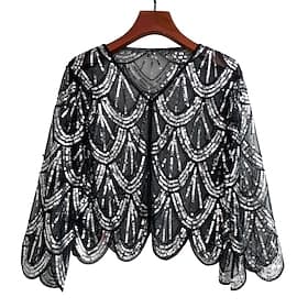 Roaring 20s 1920s Retro Vintage Flapper Shawls The Great Gatsby Wedding Guest Sequins Fancy Dress Women's Halloween Carnival Masquerade Wedding Wedding Guest E