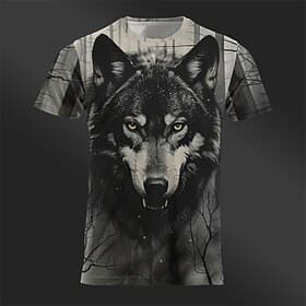 Men's Graphic Animal Wolf T Shirt Tee Top Short Sleeve T shirt 3D Print Crew Neck Shirt Designer Retro Vintage Casual Sports Outdoor Holiday Going out Khaki Da