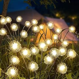 2 pièces lampe solaire de jardin pivotante à énergie solaire lumière de pissenlit 6/8led extérieur ip65 étanche patio lumière chemin paysage extérieur passerel