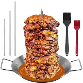 Vertical Kebab Skewer Stand for BBQ Grill, Brazilian Vertical Spit Stand with 3 Removable Rods, Stainless Steel Barbecue Skewer Holder for Kebab, Meat Shawarma
