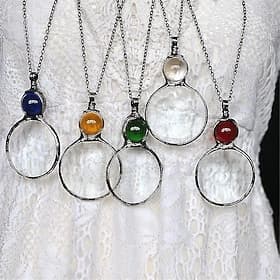 Rondom Magnifying Glass Necklace Gift Reading Magnifying Glass Pendant Necklace For Elderly Magnifying Lens For Books Newspapers Reading Valentine's Day Gift