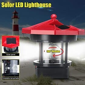 Lighthouse LED Solar Light Tower Ground Lamp Pathway Lamp Outdoor Landscape Lights Temple Night Lamp Rotating Solar Light Villa Lamp Beacon Lamp Beacon Light R