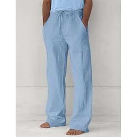 Men's Trousers Casual Pants Summer Pants Baggy Pants Beach Pants Drawstring Front Pocket Straight Leg Plain Comfort Soft Full Length Beach Yoga Holiday Fashion