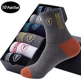 Men's 10 Pairs Multi Packs Socks Crew Socks Running Socks Casual Socks Rainbow Color Color Block Sports Outdoor Daily Vacation Basic Medium Spring Fall Fashio