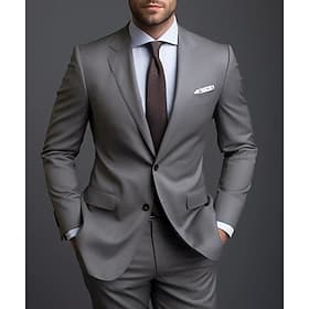 Pour des hommes Costumes Mariage Rouge Bordeaux Vert foncé Printemps, Automne, Hiver, Été Costume / Tailleur Cranté Quotidien Affaires Couleur Unie Grande Tail