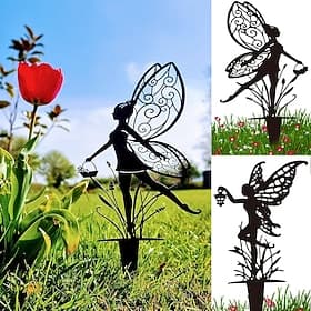 Garden Fairies Metal Garden Art. Fairy Aurora is a Spring Garden Fairy. Metal Outdoor Decor for Your Patio Pots Lawn Flower Beds or Yard. Make Your Space Magic