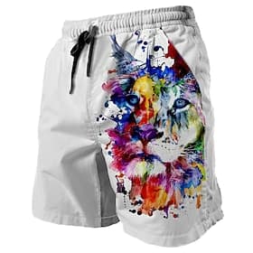 Men's Animal Lion Swim Trunks Swim Shorts Board Shorts Mid Waist Fashion Streetwear Designer Casual Daily Holiday Drawstring Pocket Elastic Waist Designer Clot