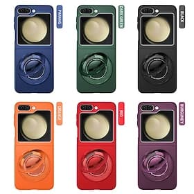 Phone Case For Samsung Galaxy Z Flip 7 Z Flip 6 Z Flip 5 Z Flip 4 Z Flip 3 Flip Cover Ring Holder Magnetic Support Wireless Charging Armor PC