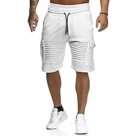 Men's Cargo Shorts Sweat Shorts Shorts Bermuda shorts Elastic Waist Multi Pocket Pleats Plain Comfort Sports Knee Length Outdoor Daily Fashion Streetwear Black