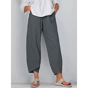 Women's 100% Cotton Capri Pants Summer Pants Pants Trousers Casual Daily Ankle-Length Natural Plain Side Pockets Breathability Comfortable Inelastic Weekend B