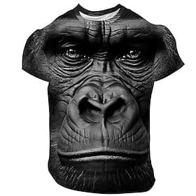 Men's Animal Wildlife T Shirt Short Sleeve T shirt 3D Print Crew Neck Shirt Vacation Exaggerated Designer Party Birthday Street Dark Brown Black Khaki Summer S