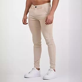 Hombre Pantalones Chinos pantalones pantalones chinos Color sólido Deportes Longitud total Diario Casual Negro Gris Oscuro Elástico