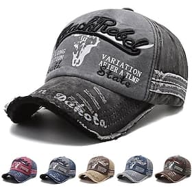 Men's Baseball Cap Sun Hat Trucker Hat Black Blue Cotton Embroidered Vintage Fashion Casual Street Daily Letter Adjustable Sunscreen Breathable