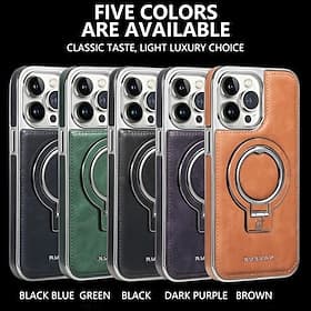 teléfono Funda Para iPhone 16 15 14 Pro Max Plus 13 12 11 Pro Max Funda Trasera Soporte para Anillo Magnética Soporte de carga inalámbrica Retro Acero inoxidab