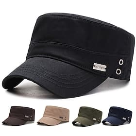 Men's Flat Cap Sun Hat Trucker Hat Black Navy Blue Cotton Fashion Casual Street Daily Plain Adjustable Sunscreen Breathable