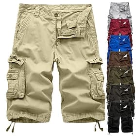 Men's Cargo Shorts Bermuda shorts Work Shorts Hiking Shorts Leg Drawstring Multi Pocket 6 Pocket Plain Knee Length Sports Outdoor Going out Streetwear Classic