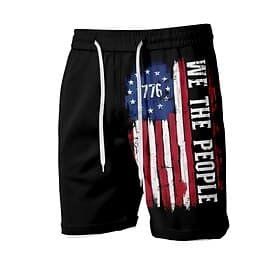 Men's Flag Letter 4th of July U.S. 250th Anniversary Swim Trunks Swim Shorts Board Shorts Mid Waist Fashion Streetwear Designer Casual Daily Streetwear Drawstr