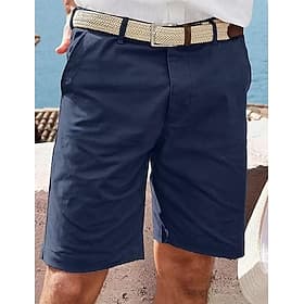 Men's Shorts Dress Shorts Work Shorts Casual Shorts Golf Shorts Pocket Straight Leg Solid Colored Comfort Wearable Knee Length Outdoor Daily Streetwear Stylish