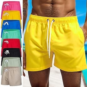heren zwemshorts zwembroek met mesh voering boardshort sneldrogende bodems ademend rekbaar trekkoord met zakken - zwemmen surfen strand watersporten effen lent thumbnail 2
