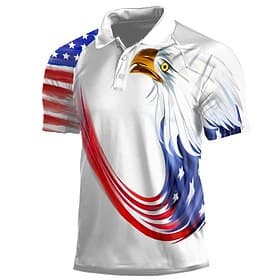 4th of July 2026 250th Men's American Flag Veterans Polo Shirts Golf Shirt Short Sleeve Polo Shirts Collared Shirts Casual Streetwear Vacation Wear Party Outfi thumbnail 6
