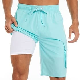 Men's Swim Trunks Swim Shorts Beach Shorts Sports Going out Weekend Quick Dry Running Casual Breathable Pocket With Compression Liner Plain Knee Length Gymnati