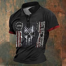 4th of July 2026 250th Men's American Flag Veterans Polo Shirts Golf Shirt Short Sleeve Polo Shirts Collared Shirts Streetwear Vacation Wear Party Outfits 3D P