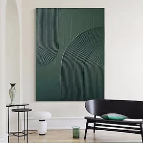 Hand painted  White Abstract Painting on Canvas handmade 3D Textured Wall Art Green Modern painting for handmade Canvas Art painting for Living Room Decor Tren