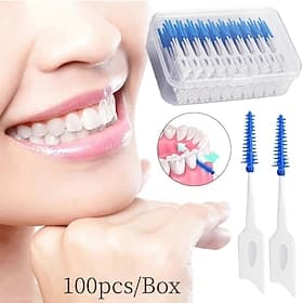 100pcs Interdental Silicone Brushes Dental Toothpicks Brush Between Teeth Silicone Toothpicks With Thread Oral Cleaning Tool