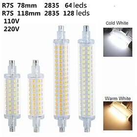 1/2pcs R7S LED Double Ended Aluminum Parts with Cover Halogen Light Household Lighting Bulbs R7S LED 118mm Tube Bulb 78mm Floodlight 220V High Power Working Li