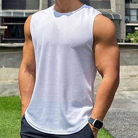 Men's Solid Colored Workout Tank Top Running Tank Top Gym Tank Top Summer Sleeveless Casual Athleisure Quick Dry Soft Breathable Gym Workout Running Walking Jo thumbnail 2