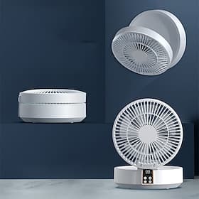 Desktop Fan with Remote, Portable Rechargeable LED Light Fan Air Cooler Mini Desk USB Fan with 3 Speeds, 120 Degree Rotation, Quiet Operation, Great for Bedfro