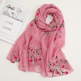 foulard femme imprimé fleur de cerisier léger doux rose floral respirant décontracté bureau soirée taille unique printemps automne accessoires