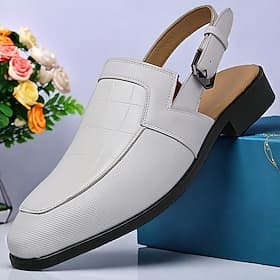 Men's Sandals Gladiator Sandals Roman Sandals PU Leather Breathable Comfortable Slip Resistant Buckle Black White